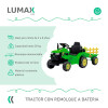 Tractor con Remolque Lumax a Batería con luces y sonido mp3 Verde