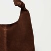 Cartera al hombro Juana en Cuero Gamuza Marron