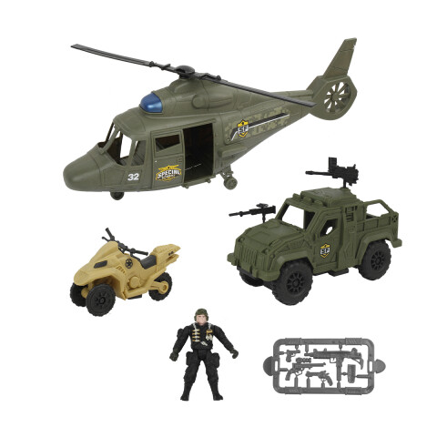 Set de Combate Militar con 2 Soldados y Vehículos U