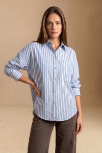 Camisa Rayada Azul