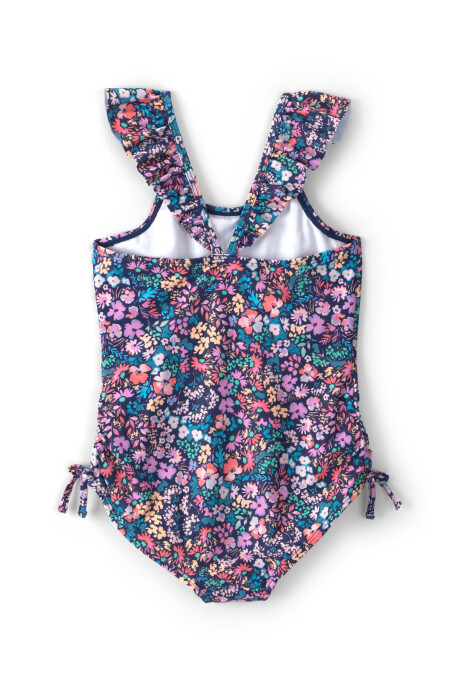 Malla de baño 1 pieza con protección UPF 50+, diseño floral, azul marino Sin color