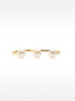 Anillo Doble Con Perlas De Agua Dulce - Plata De Ley 925 dorado
