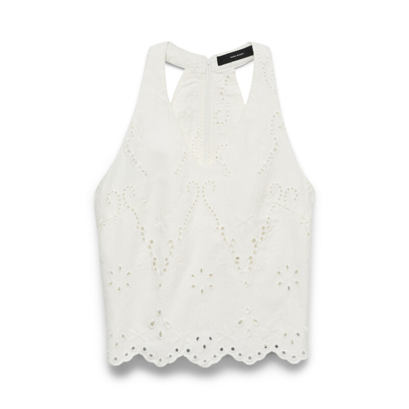 VMLYNG SL HALTERNECK BROD ANGLAISE VEST SNOW WHITE
