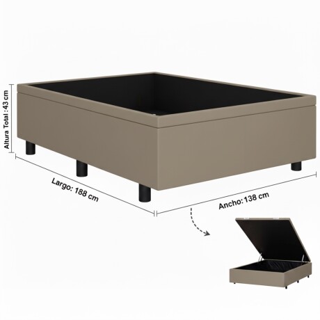 BOX BAÚL 2 PLAZAS BASE DE SOMMIER GUARDARROPA CAMA BEIGE
