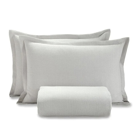 Juego Colcha y Funda Piquet Dohler Queen 100% Algodón GRIS PLATA