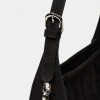 Cartera al hombro Leaf en efecto cuero gamuza Negro