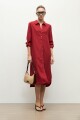 Vestido lino camisero carmesí