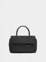 Bolso Tote De Nylon Con Doble Solapa negro