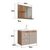Mueble Baño Luna + Bacha + Espejo Premium 15mm NOGAL CINAMON Mueble Baño Luna + Bacha + Espejo Premium 15mm Nogal Cinamon