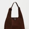 Cartera al hombro The Shopping en cuero gamuza Chocolate Niquel