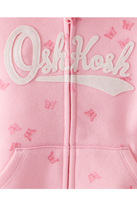 Campera de algodón con felpa, rosada, diseño mariposas Sin color