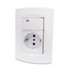 PLAQUETA INTERRUPTOR BIPOLAR + TOMA SCHUCKO BLANCO SICA Plaqueta Interruptor Bipolar + Toma Schucko Blanco Sica