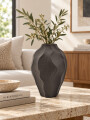FLORERO DE CERAMICA ONDAS NEGRO.