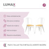 Pack 2 Sillas Tolix Lumax Metálicas Vintage Con Asiento De Madera Para Comedor Blanco