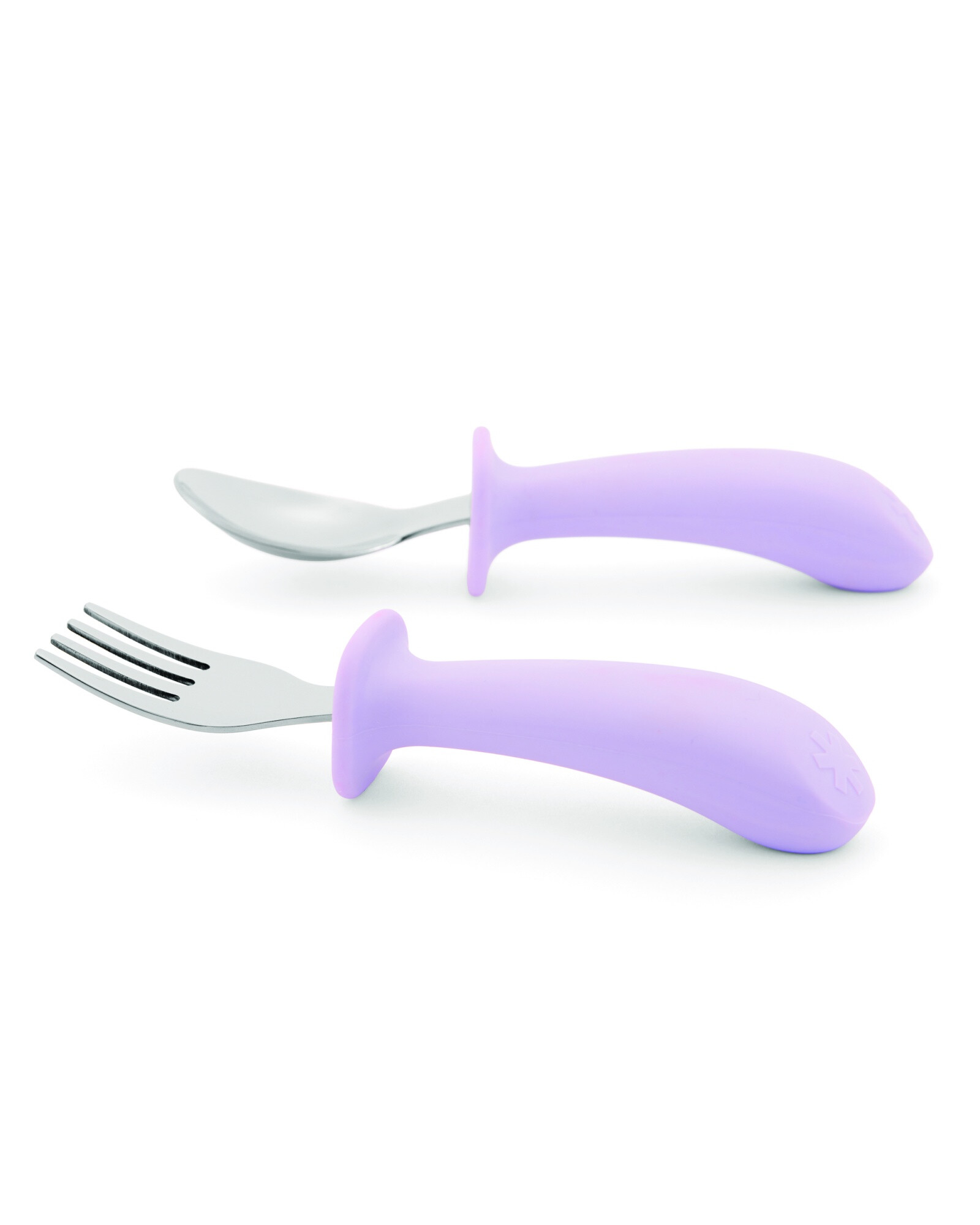 Set de cubiertos, cuchara y tenedor con agarre fácil, lilas Sin color