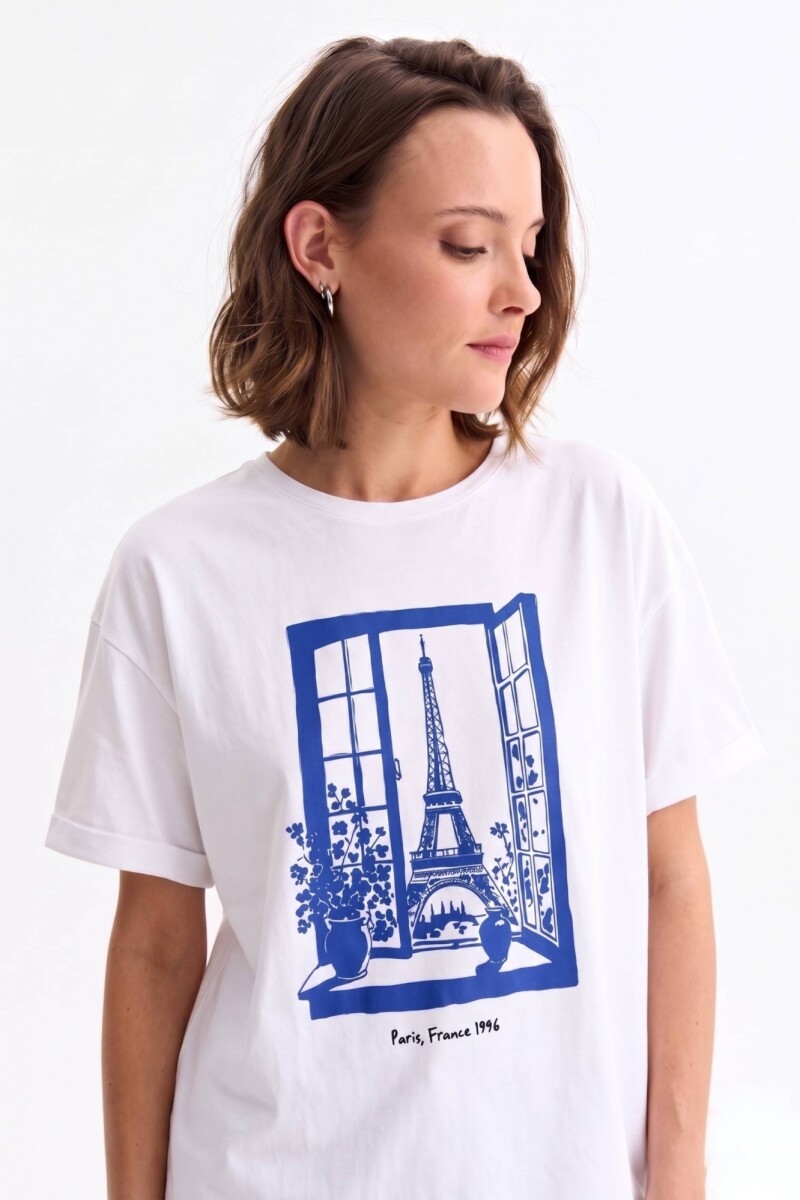 Remera m/c estampada colección Paris BLANCO