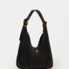 Cartera al hombro Raw en efecto gamuza Negro