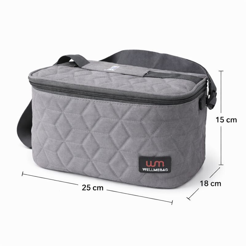 Lunchera Térmica Impermeable con Correa Ajustable Modelo Cuadrado Gris