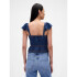 FLTR SLV SQ NK PEPLUM TOP MEDIUM WASH
