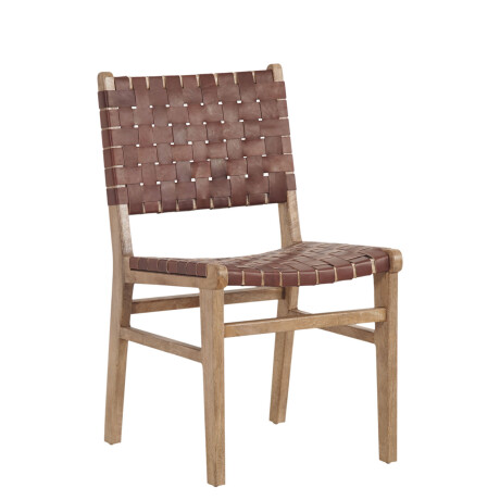 SILLA DE COMEDOR CUERO-Y-MADERA MARRON TRAMA