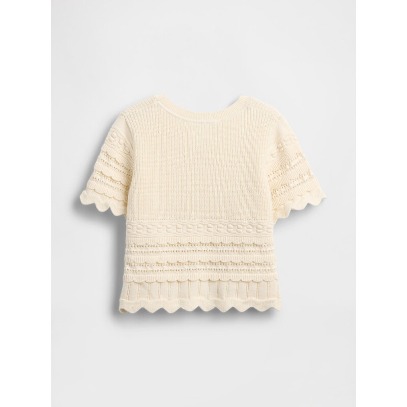 COTTON SS MIXED STITCH SWEATER IVORY FROST