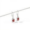 Caravanas Colgante rectangulo-Plata 925-Piedra Coral rojo-CA3393 conpiedra
