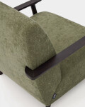 Butaca Meghan de chenilla verde y madera maciza de fresno con acabado wengué Butaca Meghan de chenilla verde y madera maciza de fresno con acabado wengué