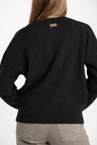 Sweater Lana Apliques Negro
