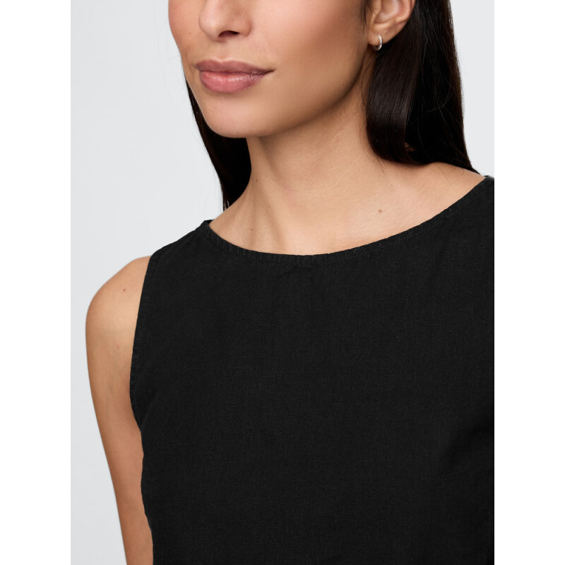 SL SHELL TANK - LINEN TRUE BLACK