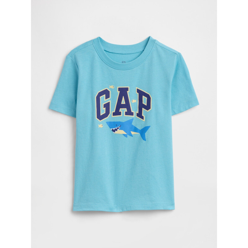 V-LOGO SS PRINT TEE BLANKET BLUE