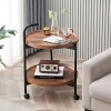 Mesa Auxiliar Redonda Nhome con ruedas 40x55cm Marron