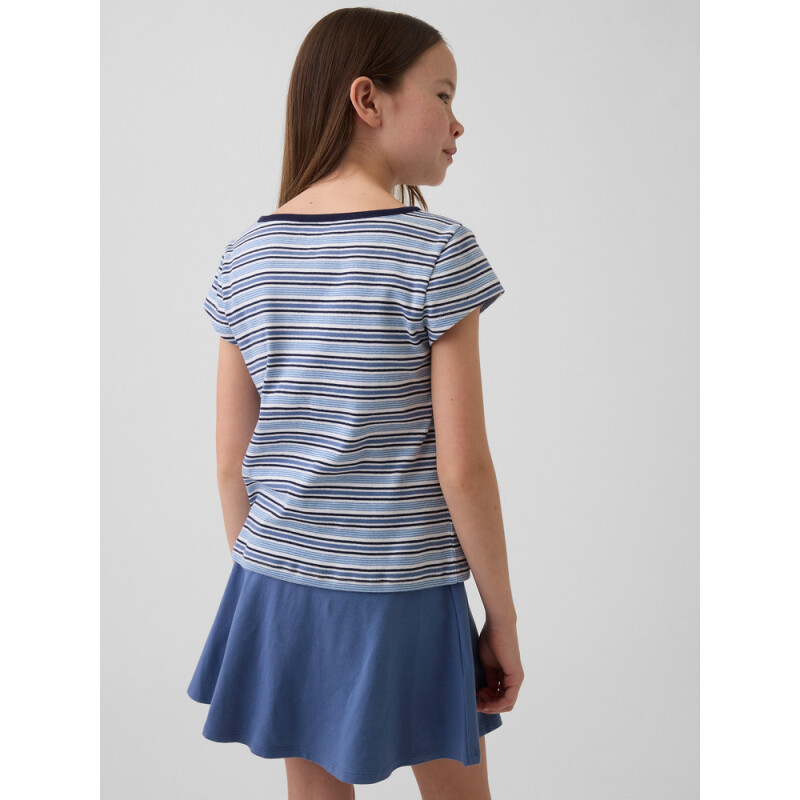 SS CAP SLV FITTED TEE_STRIPE BLUE STRIPE