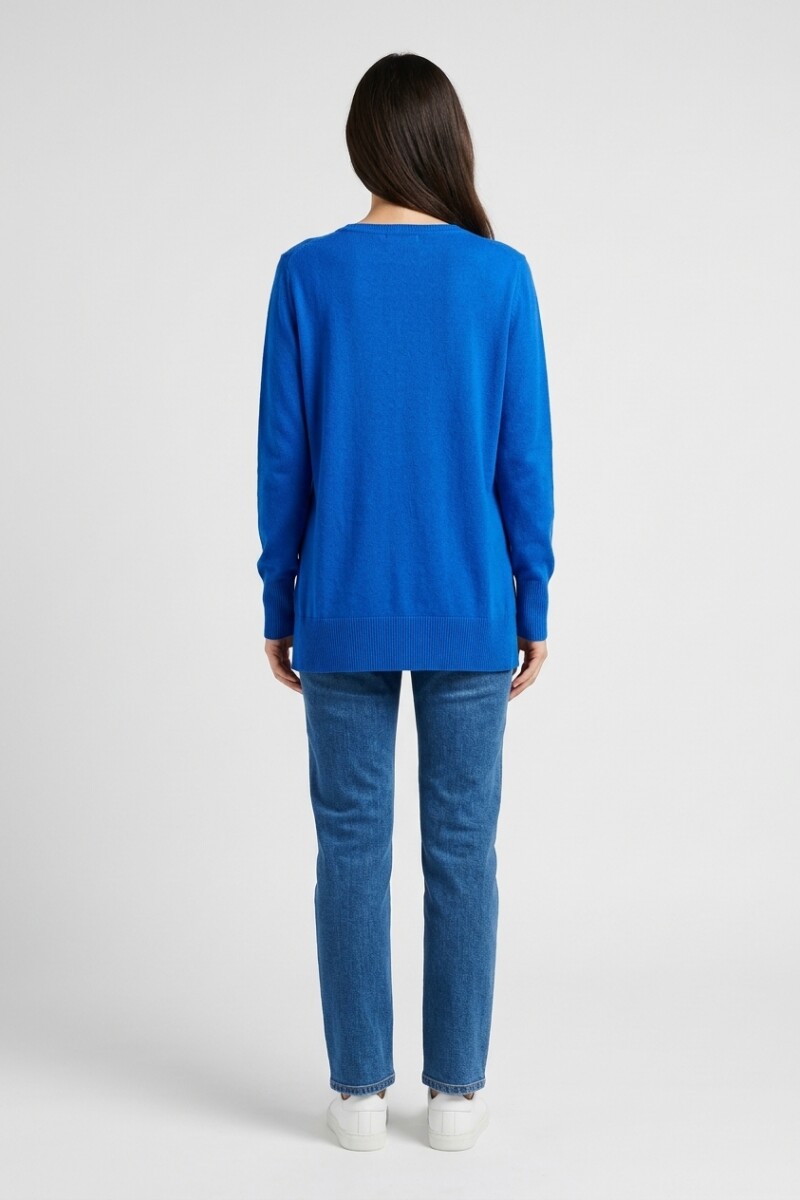 Sweater tejido escote en V AZUL