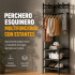 Mueble Perchero Esquinero Zapatera Hierro Colgador Ropa Rack Negro 1