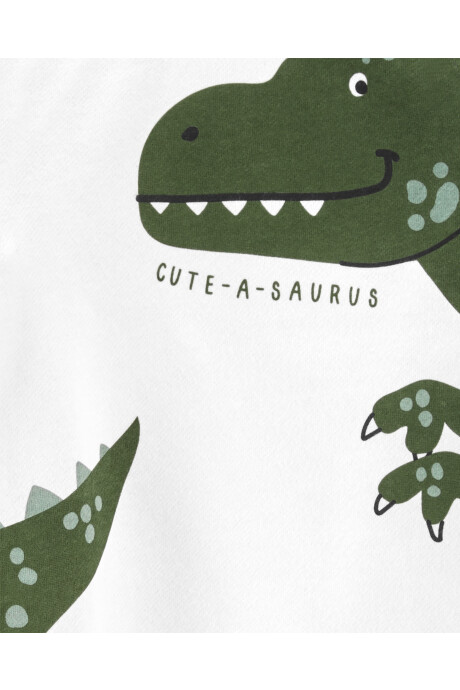 Set dos piezas pantalón y remera de algodón con felpa estampa dinosaurio Sin color