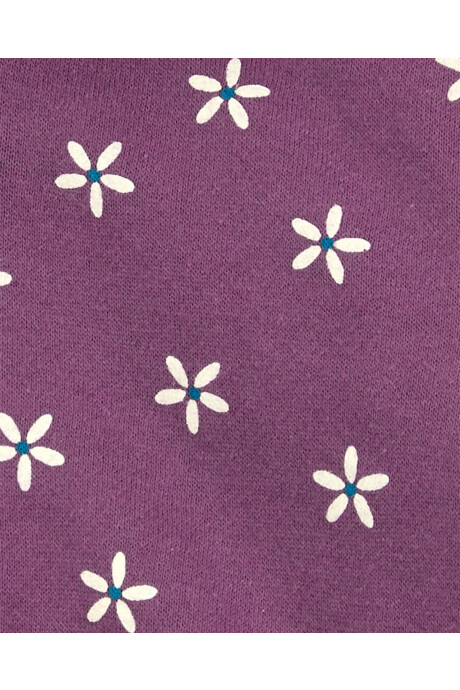 Campera de algodón con felpa, púrpura, diseño margaritas Sin color