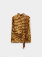 Camisa Estampada Con Nudo amarillo