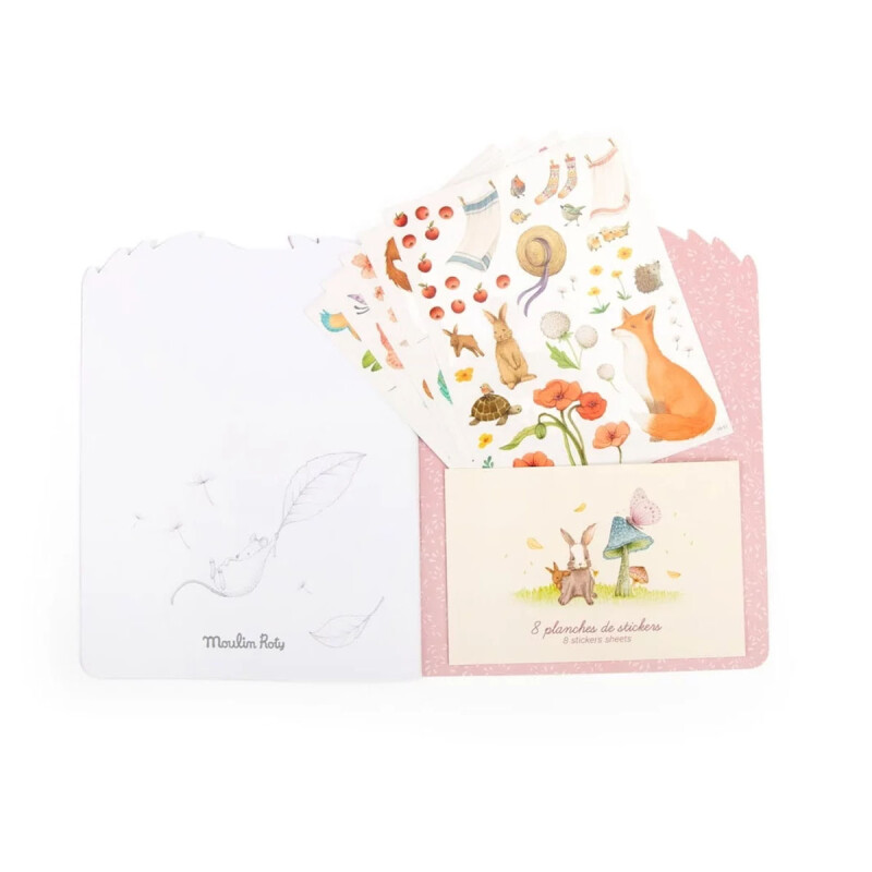 Libro para colorear y stickers Les Rosalies Moulin Roty Libro para colorear y stickers Les Rosalies Moulin Roty
