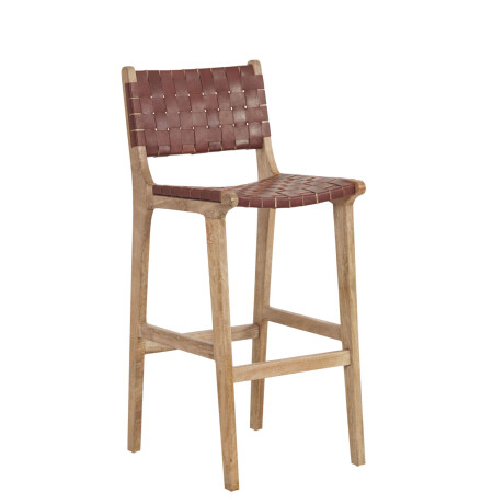 BUTACA BAR CUERO-Y-MADERA MARRON TRAMA