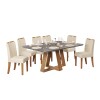 Juego De Comedor - 6 Sillas + Mesa Vidrio - Celeste Blanco / gris