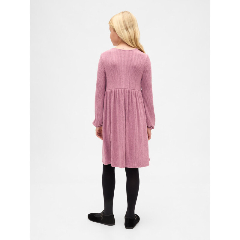 LS SNIT BOW FRONT DRS WISPY MAUVE WASH