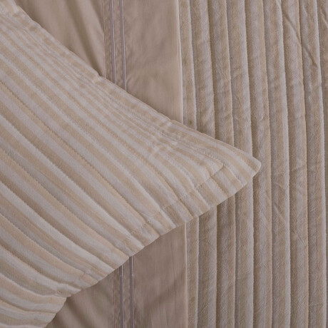 SET CUBRECAMA 2 PLAZAS ALGODON NATURAL-BEIGE COTTON STRIPE ARENA