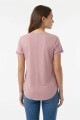 Camiseta m/c escote V lavada ROSA