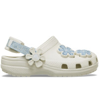Classic Clog Toddler Denim Flower Blanco