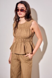 Blusa Fruncida Marron