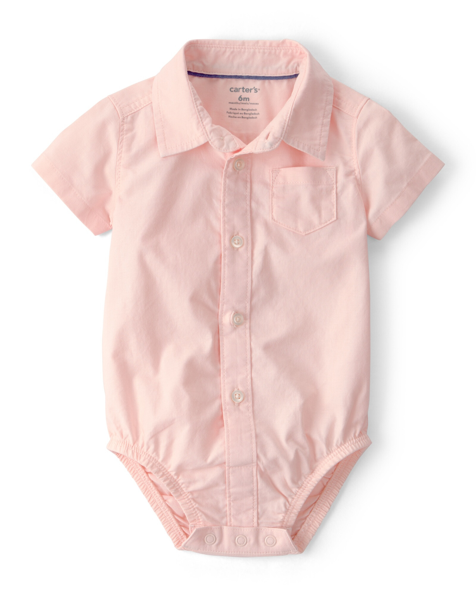 Set dos piezas de algodón, short con tiradores y body camisa rosado Sin color