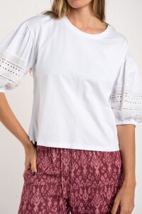 Remera Algodón Combinada Blanco