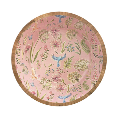 Bowl de Madera de 20,5 cm Pajaros Rosa