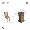 Juego de comedor con mesa redonda de vidrio y 4 sillas rústicas Beige