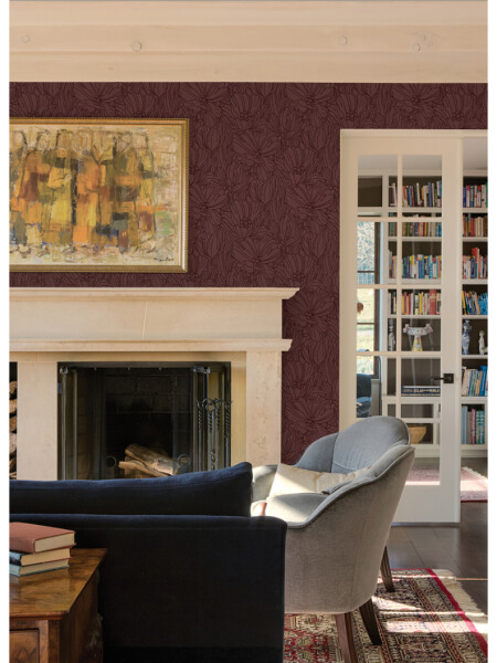 COLECCIÓN REVIVAL - SELWYN FLOCK BURGUNDY FLORAL - N/A
